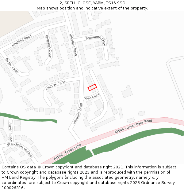 2, SPELL CLOSE, YARM, TS15 9SD: Location map and indicative extent of plot