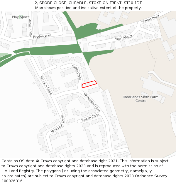 2, SPODE CLOSE, CHEADLE, STOKE-ON-TRENT, ST10 1DT: Location map and indicative extent of plot