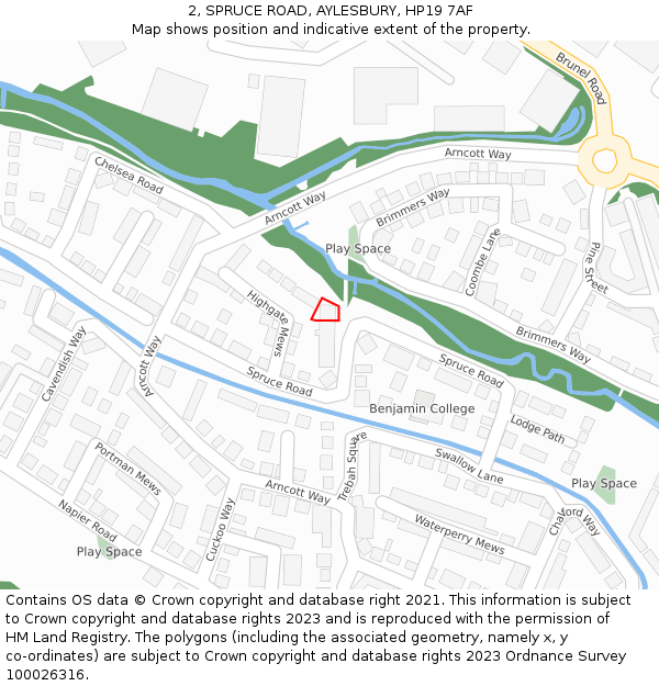 2, SPRUCE ROAD, AYLESBURY, HP19 7AF: Location map and indicative extent of plot