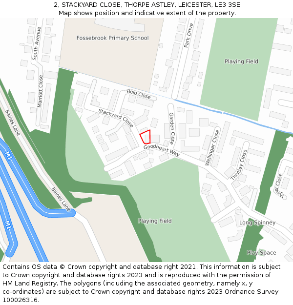 2, STACKYARD CLOSE, THORPE ASTLEY, LEICESTER, LE3 3SE: Location map and indicative extent of plot
