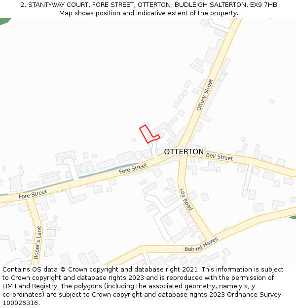 2, STANTYWAY COURT, FORE STREET, OTTERTON, BUDLEIGH SALTERTON, EX9 7HB: Location map and indicative extent of plot