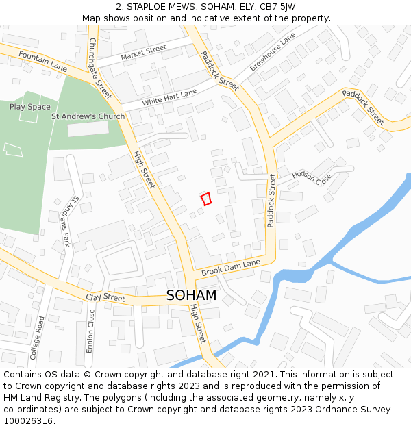 2, STAPLOE MEWS, SOHAM, ELY, CB7 5JW: Location map and indicative extent of plot