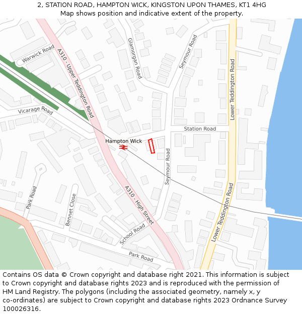 2, STATION ROAD, HAMPTON WICK, KINGSTON UPON THAMES, KT1 4HG: Location map and indicative extent of plot