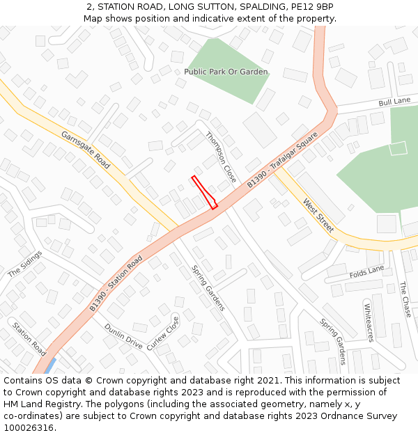 2, STATION ROAD, LONG SUTTON, SPALDING, PE12 9BP: Location map and indicative extent of plot