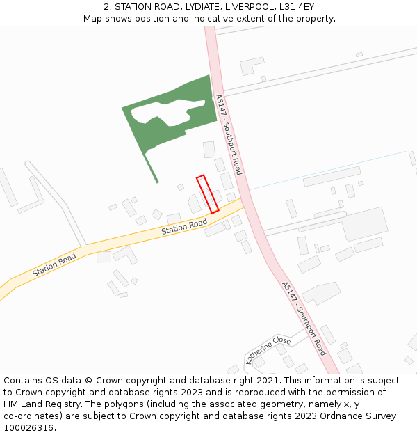 2, STATION ROAD, LYDIATE, LIVERPOOL, L31 4EY: Location map and indicative extent of plot