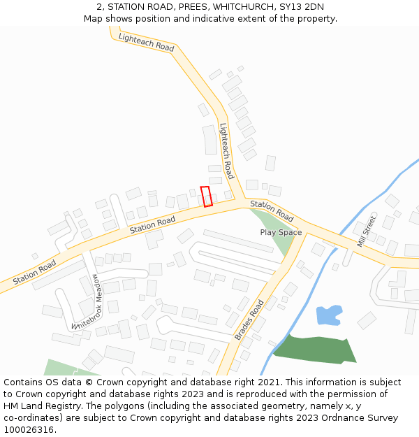 2, STATION ROAD, PREES, WHITCHURCH, SY13 2DN: Location map and indicative extent of plot