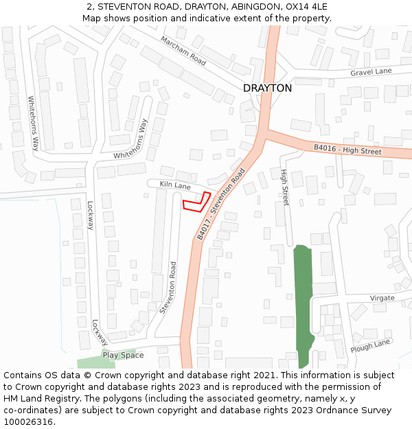 2, STEVENTON ROAD, DRAYTON, ABINGDON, OX14 4LE: Location map and indicative extent of plot