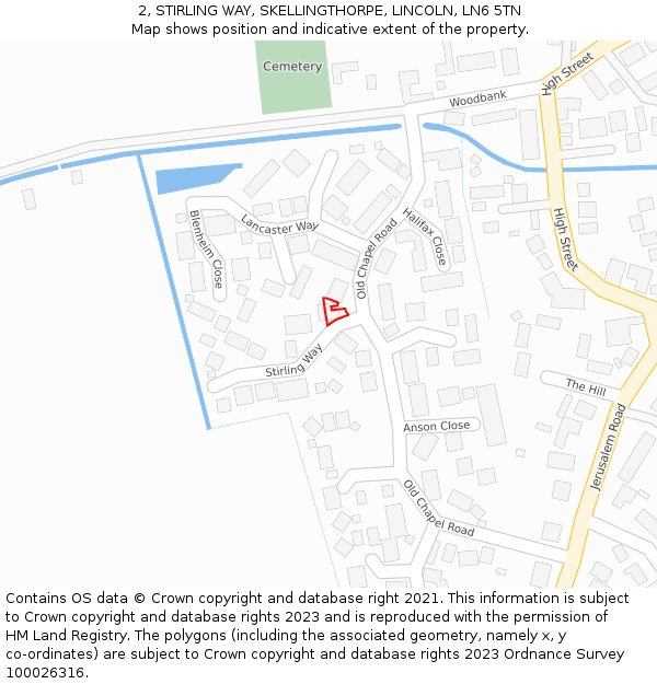 2, STIRLING WAY, SKELLINGTHORPE, LINCOLN, LN6 5TN: Location map and indicative extent of plot