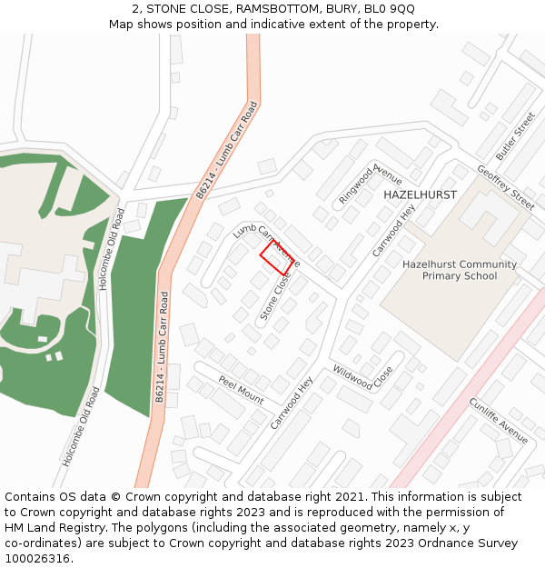 2, STONE CLOSE, RAMSBOTTOM, BURY, BL0 9QQ: Location map and indicative extent of plot