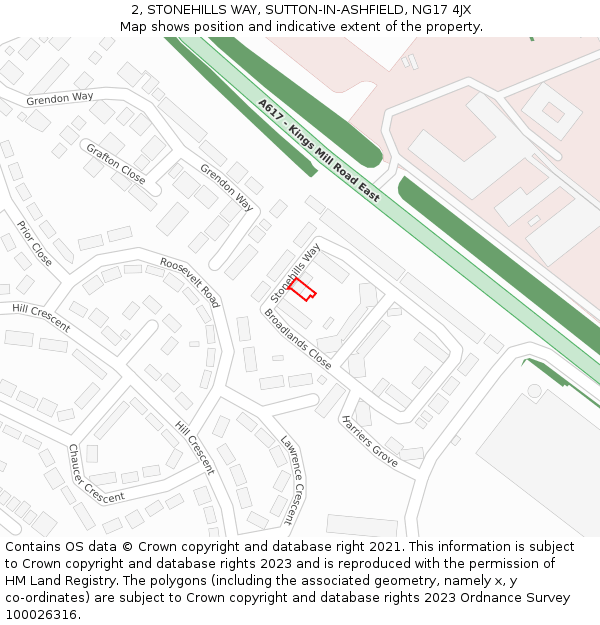 2, STONEHILLS WAY, SUTTON-IN-ASHFIELD, NG17 4JX: Location map and indicative extent of plot