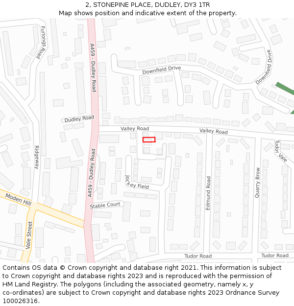 2, STONEPINE PLACE, DUDLEY, DY3 1TR: Location map and indicative extent of plot