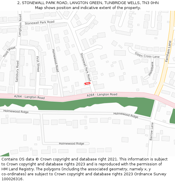 2, STONEWALL PARK ROAD, LANGTON GREEN, TUNBRIDGE WELLS, TN3 0HN: Location map and indicative extent of plot