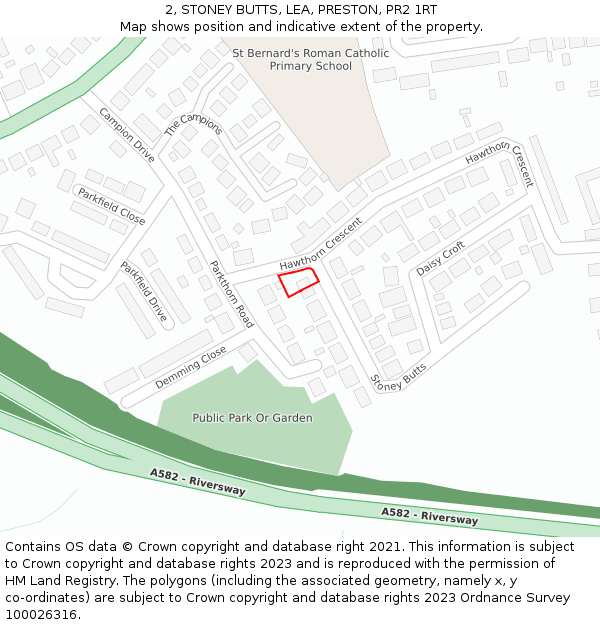 2, STONEY BUTTS, LEA, PRESTON, PR2 1RT: Location map and indicative extent of plot