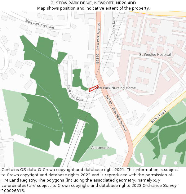2, STOW PARK DRIVE, NEWPORT, NP20 4BD: Location map and indicative extent of plot