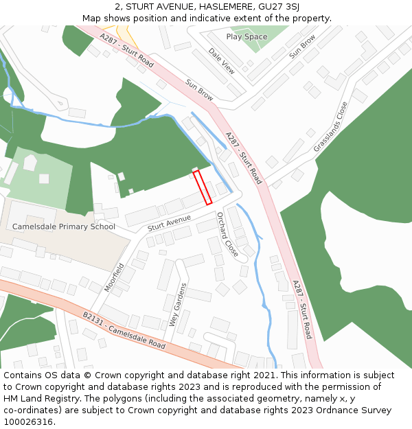 2, STURT AVENUE, HASLEMERE, GU27 3SJ: Location map and indicative extent of plot