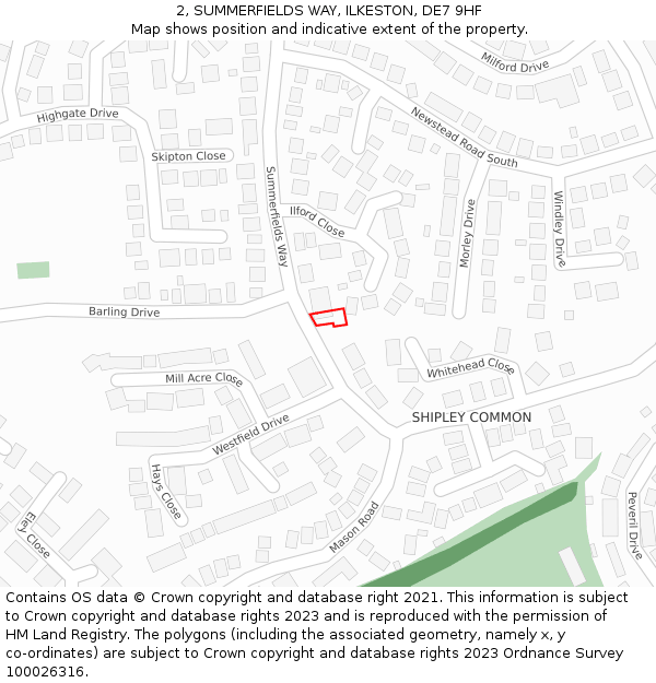 2, SUMMERFIELDS WAY, ILKESTON, DE7 9HF: Location map and indicative extent of plot