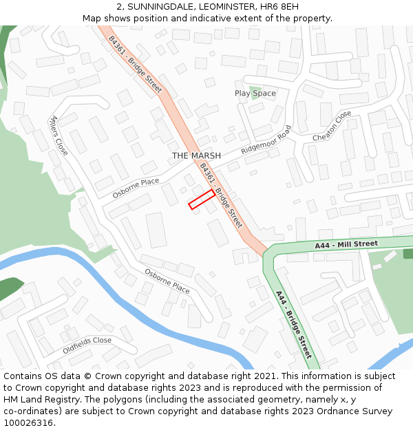 2, SUNNINGDALE, LEOMINSTER, HR6 8EH: Location map and indicative extent of plot