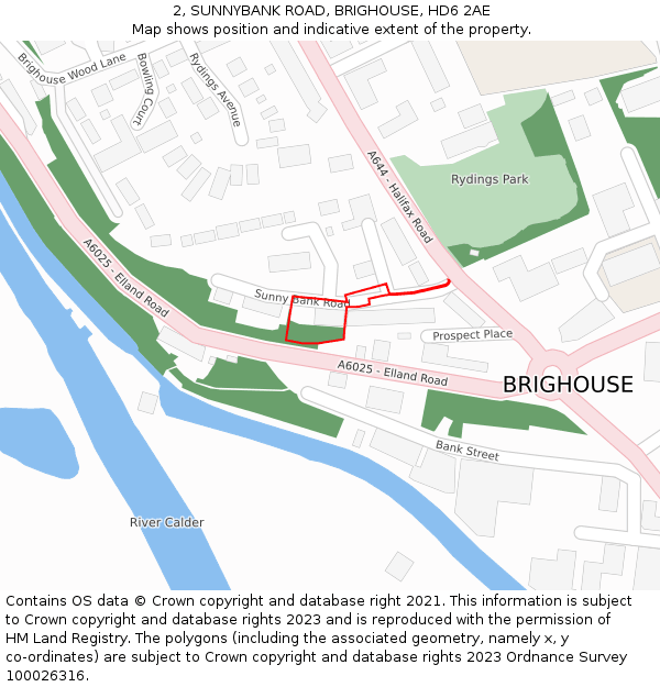 2, SUNNYBANK ROAD, BRIGHOUSE, HD6 2AE: Location map and indicative extent of plot