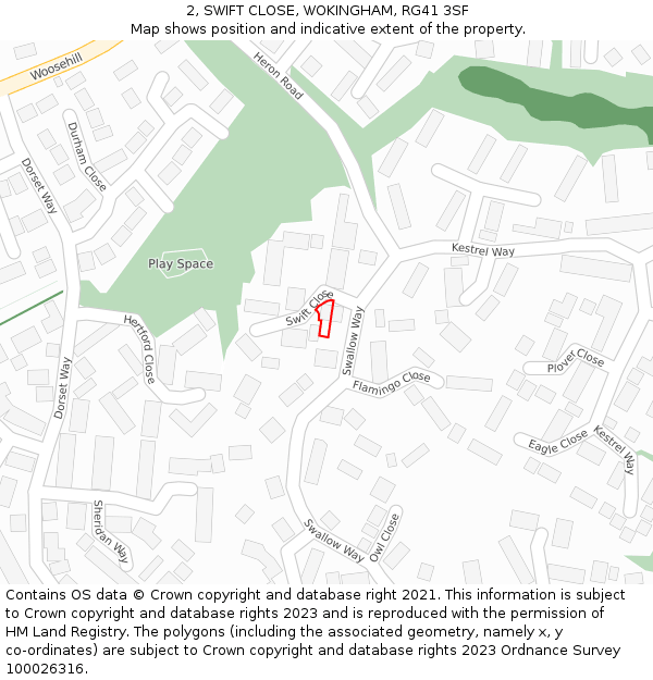 2, SWIFT CLOSE, WOKINGHAM, RG41 3SF: Location map and indicative extent of plot