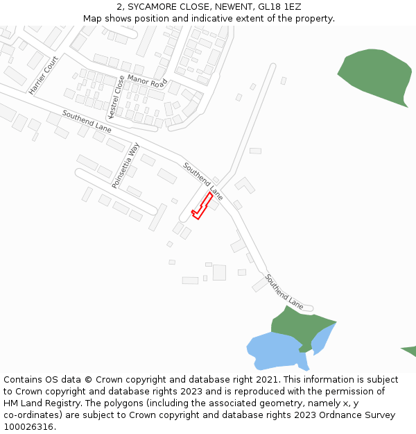 2, SYCAMORE CLOSE, NEWENT, GL18 1EZ: Location map and indicative extent of plot