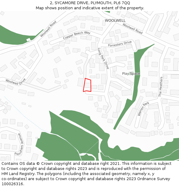 2, SYCAMORE DRIVE, PLYMOUTH, PL6 7QQ: Location map and indicative extent of plot