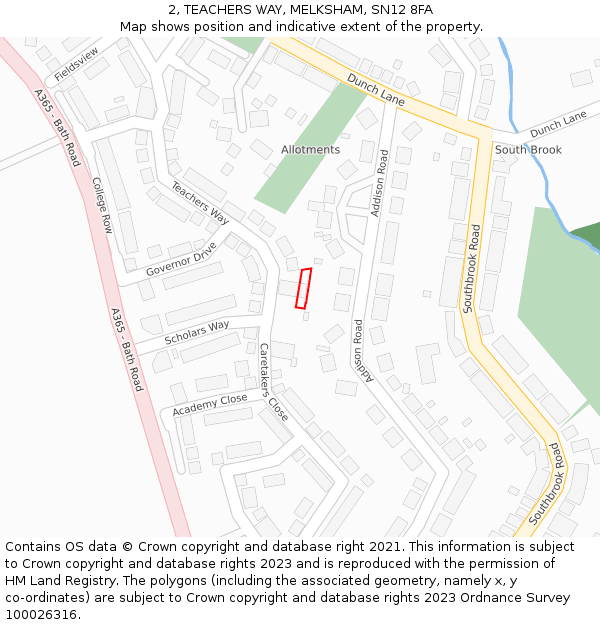 2, TEACHERS WAY, MELKSHAM, SN12 8FA: Location map and indicative extent of plot