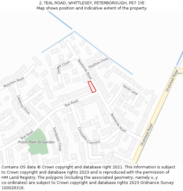 2, TEAL ROAD, WHITTLESEY, PETERBOROUGH, PE7 1YE: Location map and indicative extent of plot