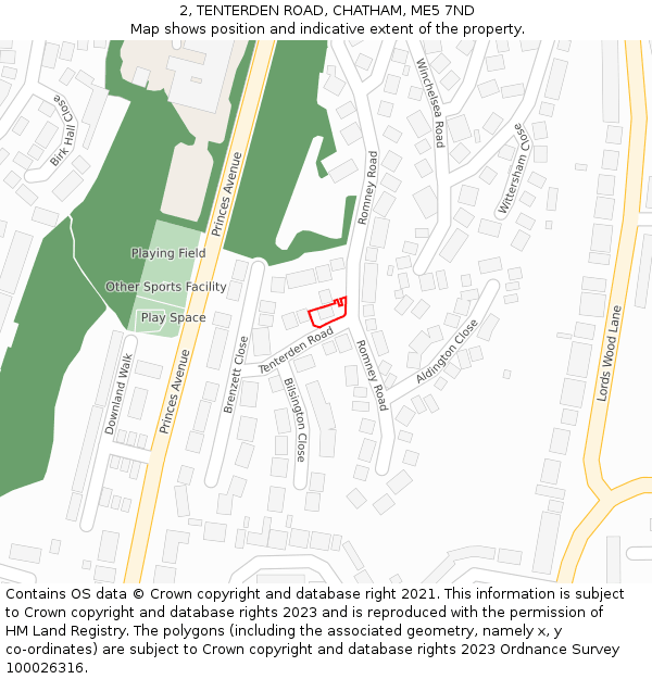 2, TENTERDEN ROAD, CHATHAM, ME5 7ND: Location map and indicative extent of plot