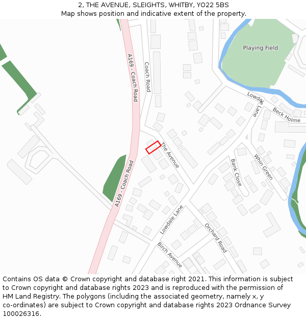 2, THE AVENUE, SLEIGHTS, WHITBY, YO22 5BS: Location map and indicative extent of plot