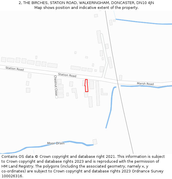 2, THE BIRCHES, STATION ROAD, WALKERINGHAM, DONCASTER, DN10 4JN: Location map and indicative extent of plot