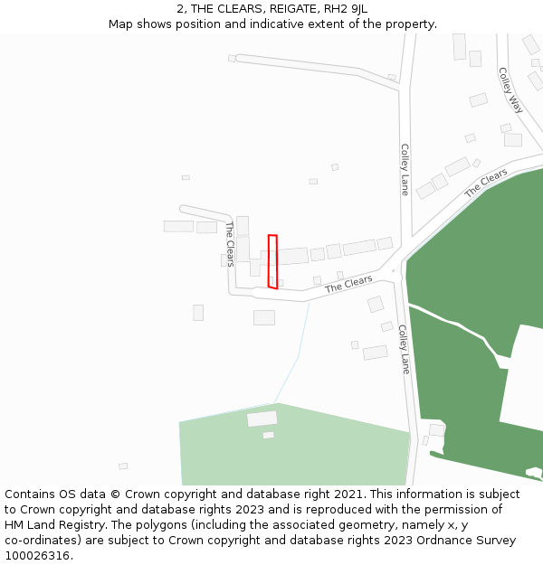 2, THE CLEARS, REIGATE, RH2 9JL: Location map and indicative extent of plot