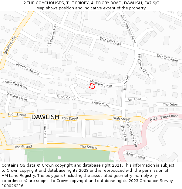 2 THE COACHOUSES, THE PRIORY, 4, PRIORY ROAD, DAWLISH, EX7 9JG: Location map and indicative extent of plot