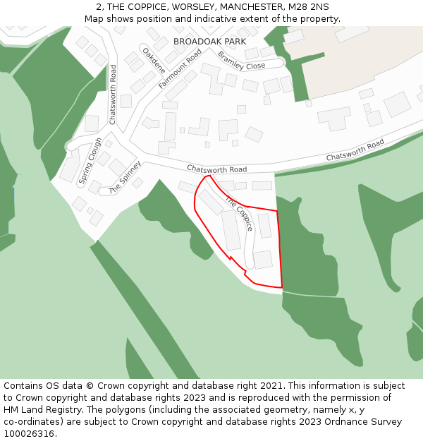 2, THE COPPICE, WORSLEY, MANCHESTER, M28 2NS: Location map and indicative extent of plot