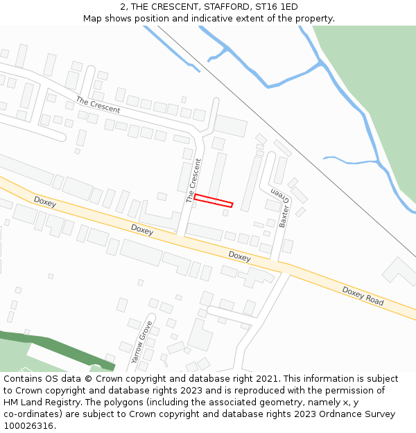 2, THE CRESCENT, STAFFORD, ST16 1ED: Location map and indicative extent of plot