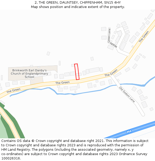 2, THE GREEN, DAUNTSEY, CHIPPENHAM, SN15 4HY: Location map and indicative extent of plot