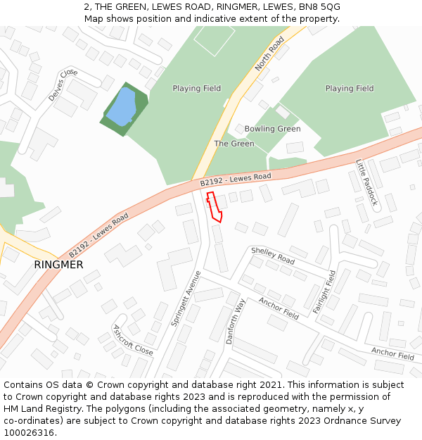 2, THE GREEN, LEWES ROAD, RINGMER, LEWES, BN8 5QG: Location map and indicative extent of plot