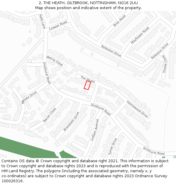 2, THE HEATH, GILTBROOK, NOTTINGHAM, NG16 2UU: Location map and indicative extent of plot