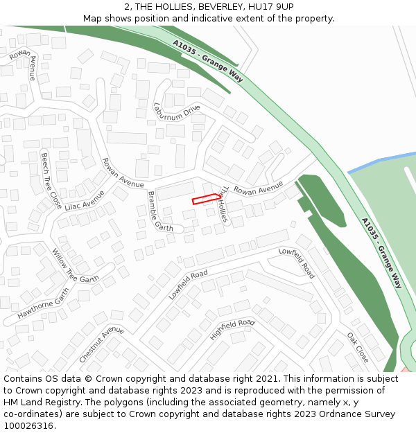 2, THE HOLLIES, BEVERLEY, HU17 9UP: Location map and indicative extent of plot