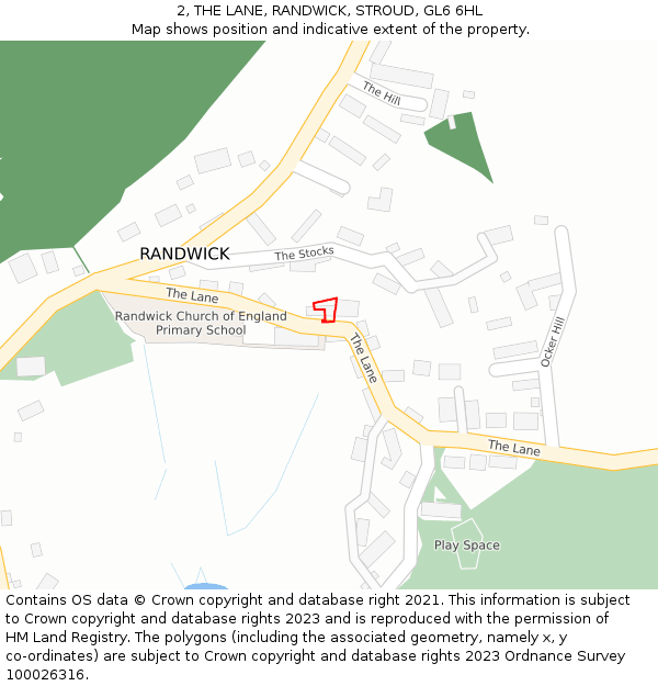 2, THE LANE, RANDWICK, STROUD, GL6 6HL: Location map and indicative extent of plot