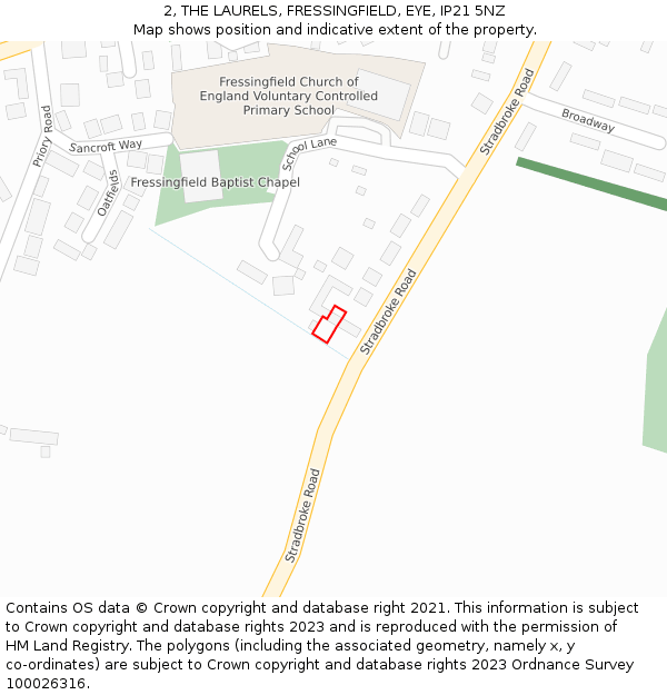 2, THE LAURELS, FRESSINGFIELD, EYE, IP21 5NZ: Location map and indicative extent of plot