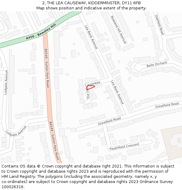 2, THE LEA CAUSEWAY, KIDDERMINSTER, DY11 6PB: Location map and indicative extent of plot