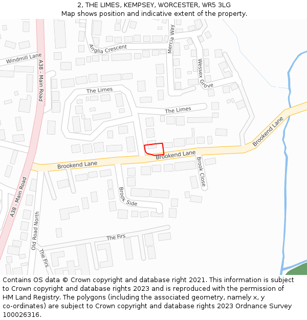 2, THE LIMES, KEMPSEY, WORCESTER, WR5 3LG: Location map and indicative extent of plot