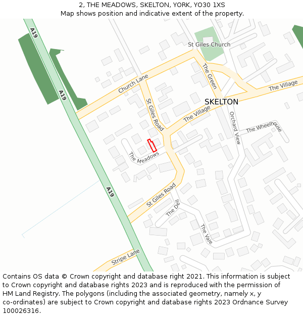 2, THE MEADOWS, SKELTON, YORK, YO30 1XS: Location map and indicative extent of plot