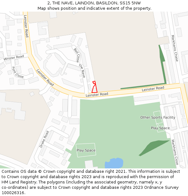 2, THE NAVE, LAINDON, BASILDON, SS15 5NW: Location map and indicative extent of plot