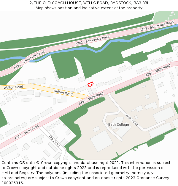 2, THE OLD COACH HOUSE, WELLS ROAD, RADSTOCK, BA3 3RL: Location map and indicative extent of plot