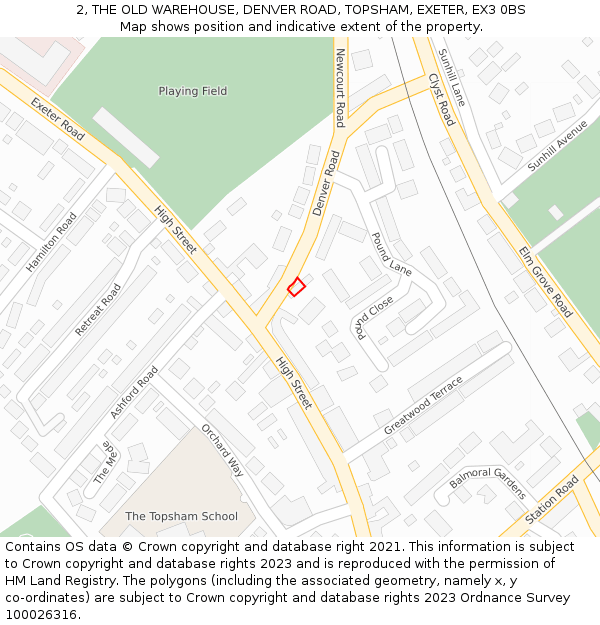 2, THE OLD WAREHOUSE, DENVER ROAD, TOPSHAM, EXETER, EX3 0BS: Location map and indicative extent of plot