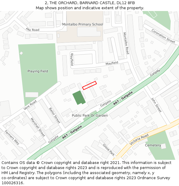 2, THE ORCHARD, BARNARD CASTLE, DL12 8FB: Location map and indicative extent of plot