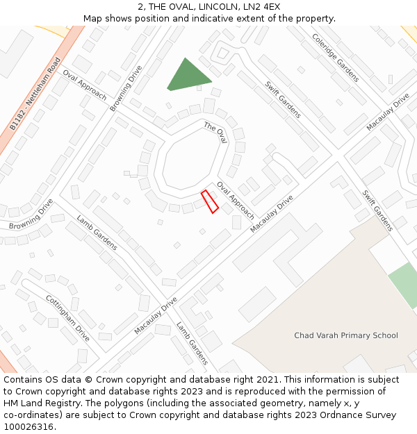 2, THE OVAL, LINCOLN, LN2 4EX: Location map and indicative extent of plot