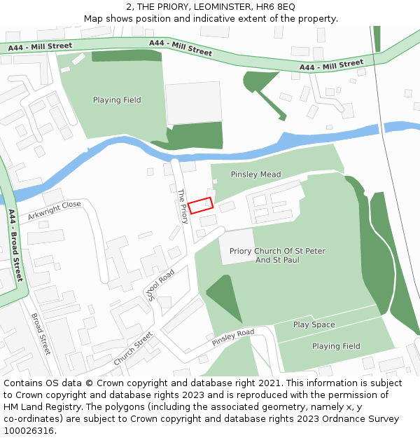 2, THE PRIORY, LEOMINSTER, HR6 8EQ: Location map and indicative extent of plot