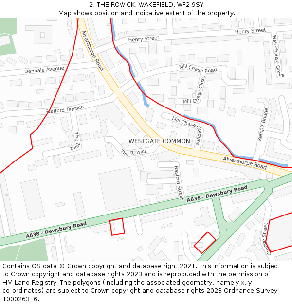 2, THE ROWICK, WAKEFIELD, WF2 9SY: Location map and indicative extent of plot